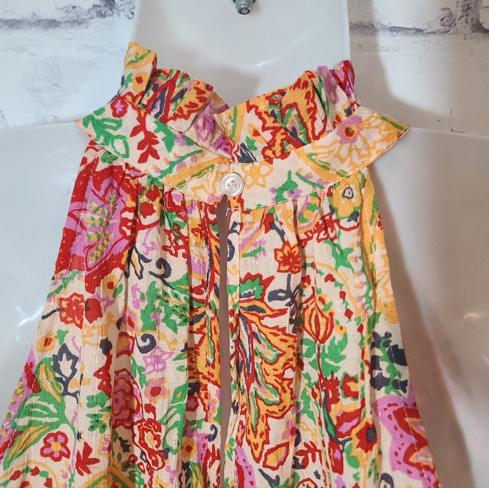 Cynthia Rowley Floral High Neck Halter Swing Top Small - Picture 4 of 5